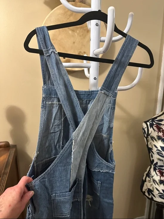 Free People Patchwork Denim crossover Overalls - Blue - Picture 5 of 8